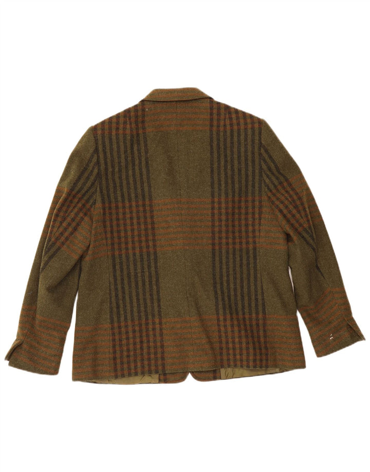 Jaqueta blazer feminina de 2 botões Resi Hammerer IT 44 lã xadrez cáqui médio