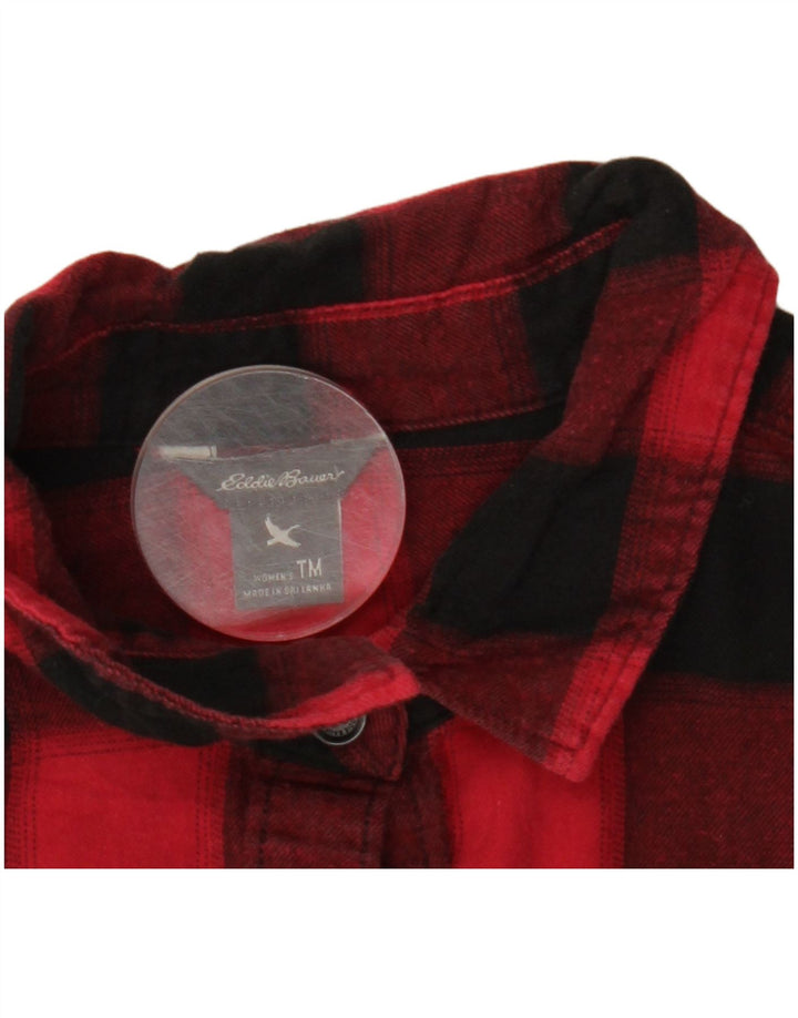 Camisa feminina de flanela EDDIE BAUER Reino Unido 14 xadrez vermelho médio