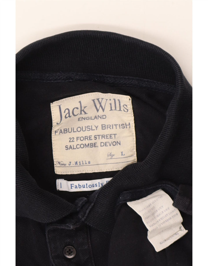 Camisa polo masculina Jack Wills grande algodão azul marinho