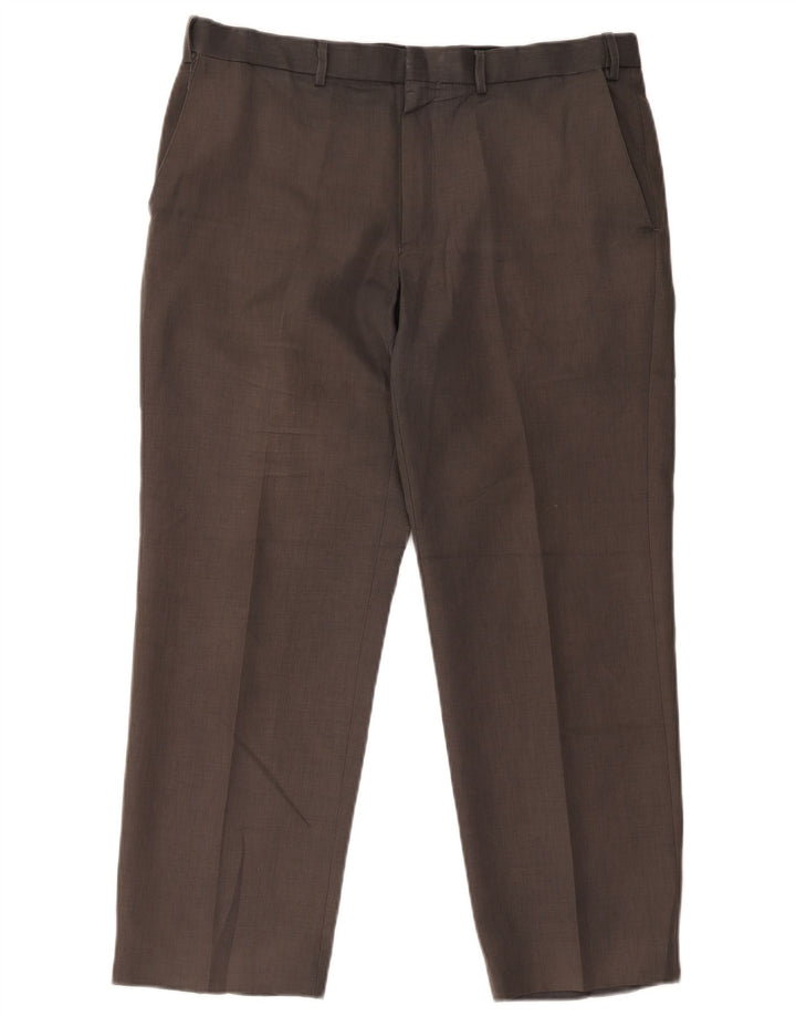 Calça chino reta masculina Marks & Spencer W36 L29 poliéster cinza