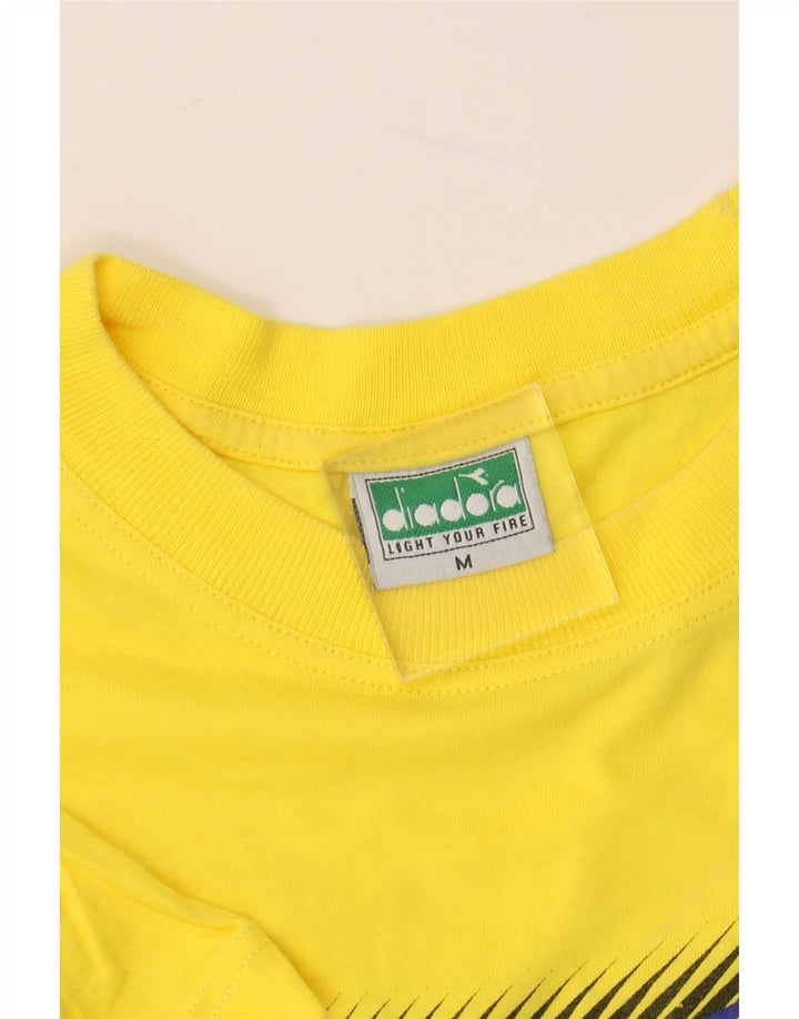 Camiseta masculina gráfica DIADORA Top médio algodão amarelo