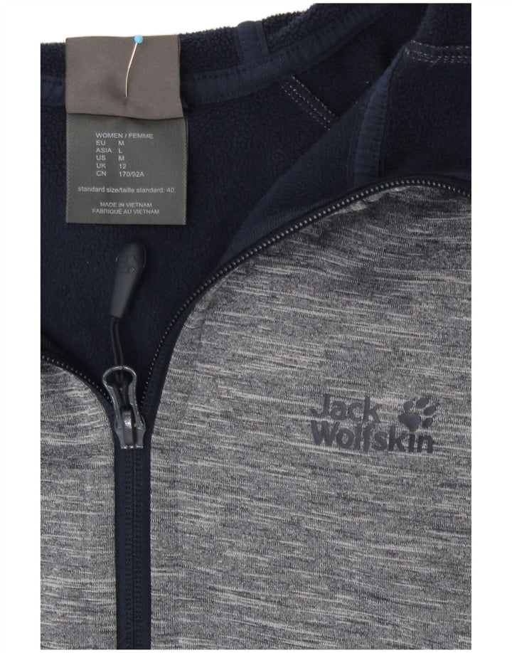 Suéter feminino com capuz e zíper Jack Wolfskin Reino Unido 12 poliéster manchado cinza médio