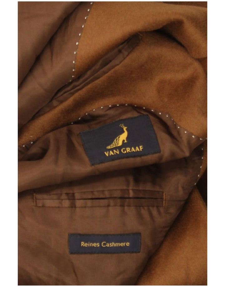 Jaqueta blazer masculina VAN GRAAF com 3 botões Reino Unido 42 XL caxemira marrom