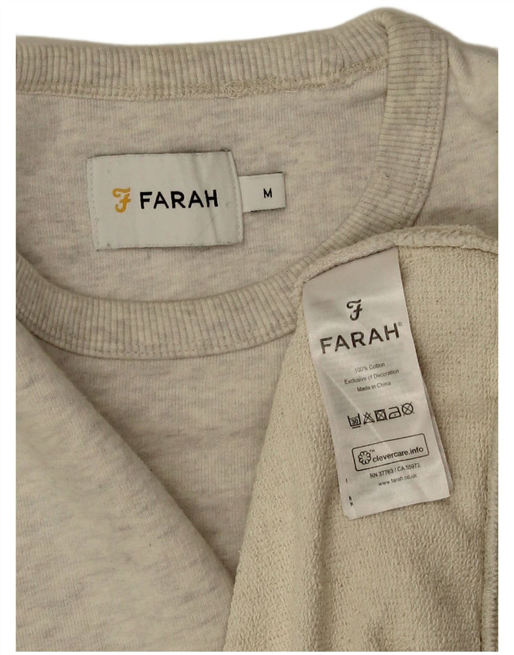 Farah moletom masculino jumper médio cinza algodão manchado
