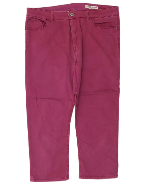 Calça capri feminina de cintura alta Marks & Spencer Reino Unido 16 grande W34 L21 roxa
