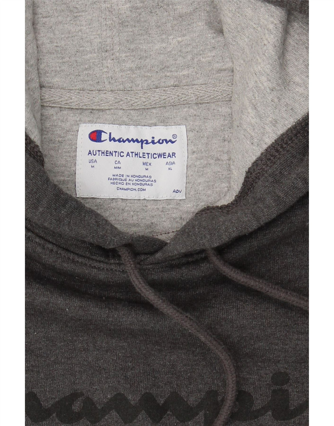 CHAMPION Mens Graphic Hoodie Jumper Medium Grey Polyester Vintage Champion and Second-Hand Champion from Messina Hembry 