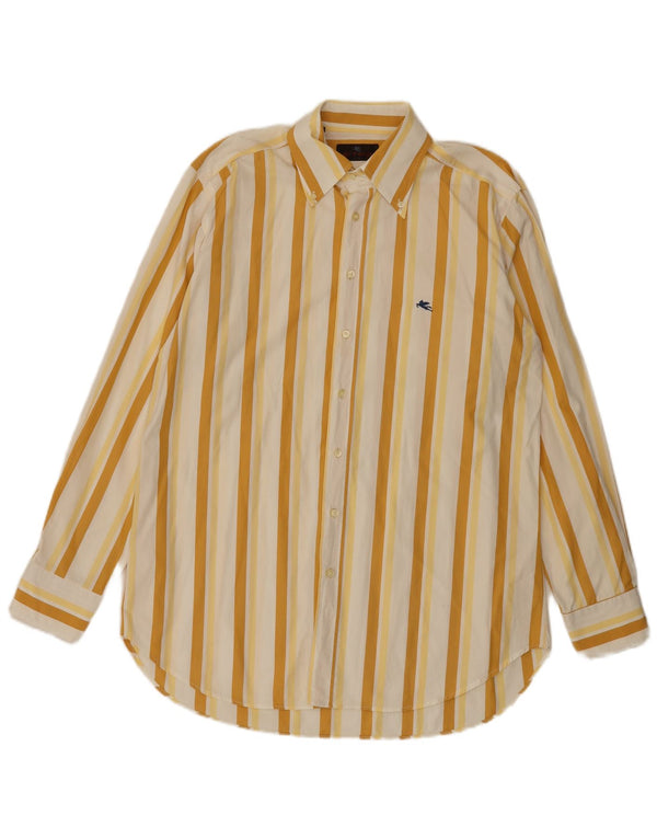 Camisa masculina Etro tamanho 42 grande algodão listrado amarelo