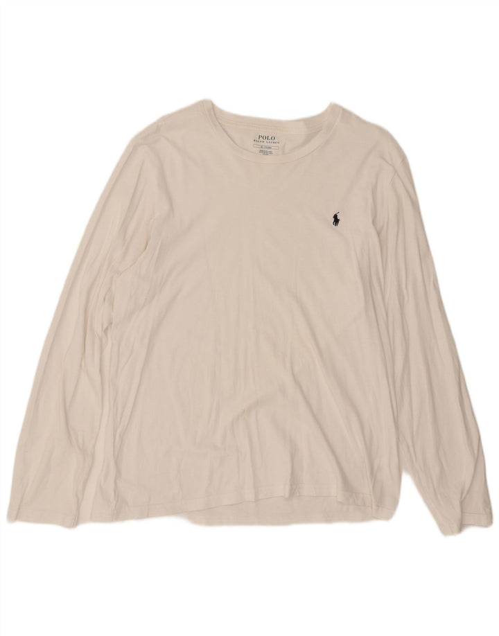 Ralph Lauren Top masculino de manga comprida de algodão branco médio