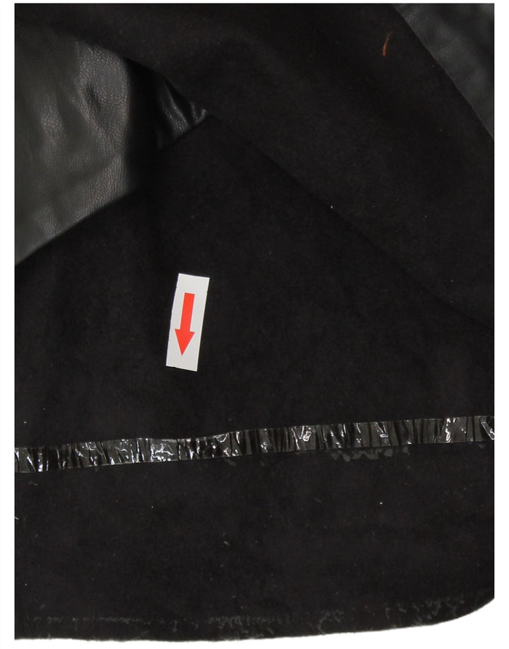 Zara mini saia feminina de couro sintético grande W30 poliuretano preto