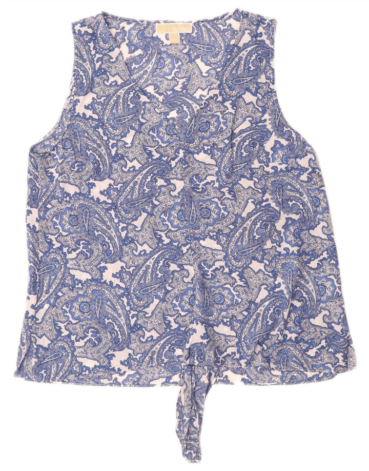 Blusa feminina sem mangas MICHAEL KORS Reino Unido 16 grande azul paisley
