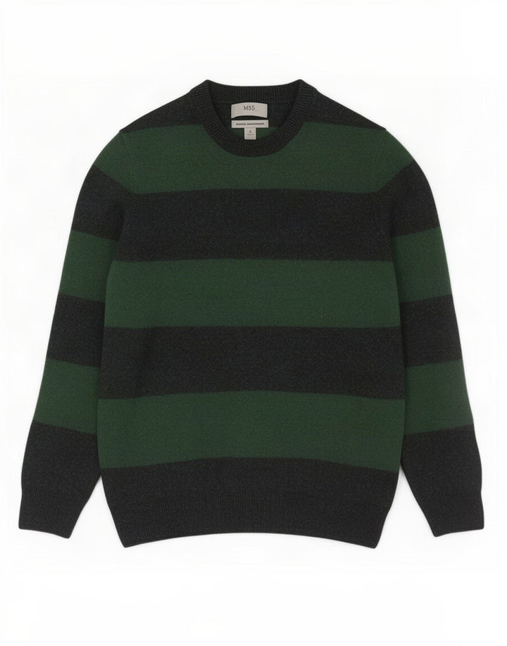 Suéter Marks & Spencer Boys com gola redonda 14-15 anos verde médio