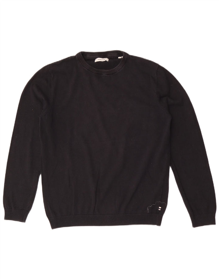Suéter masculino Jack & Jones com gola redonda, grande algodão preto