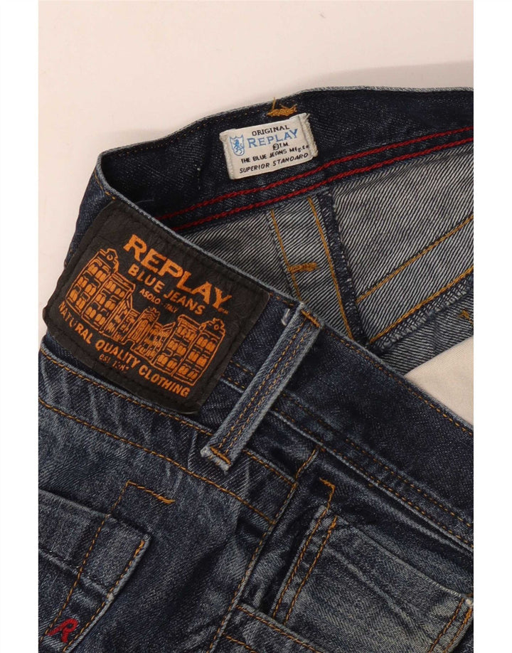 Replay Calça jeans reta masculina W32 L30 azul marinho