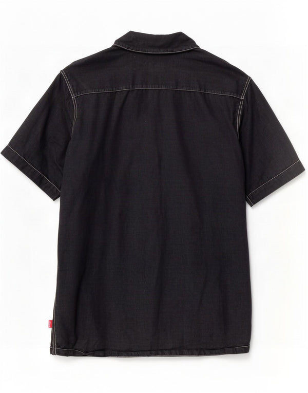 Camisa masculina Levi's manga curta regular fit pequena linho preto