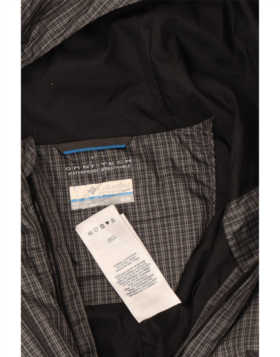 Jaqueta corta-vento Columbia masculina Omni-Tech com capuz Reino Unido 38 cinza médio gingham