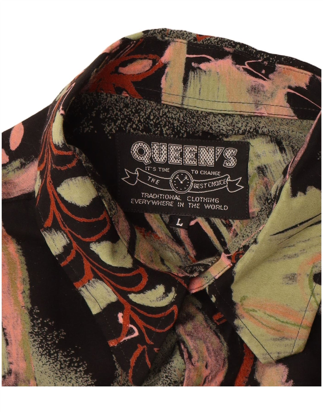 Vintage Masculino Abstrato Padrão Camisa Grande Viscose Floral Multicolorida