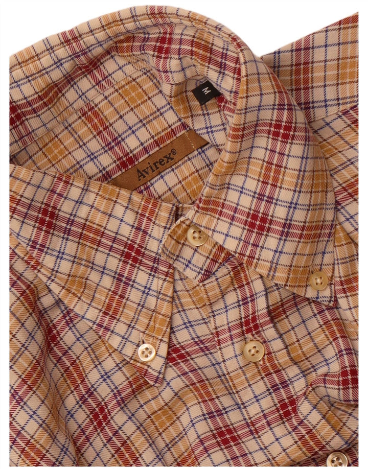Camisa masculina de flanela Avirex média xadrez multicolorida