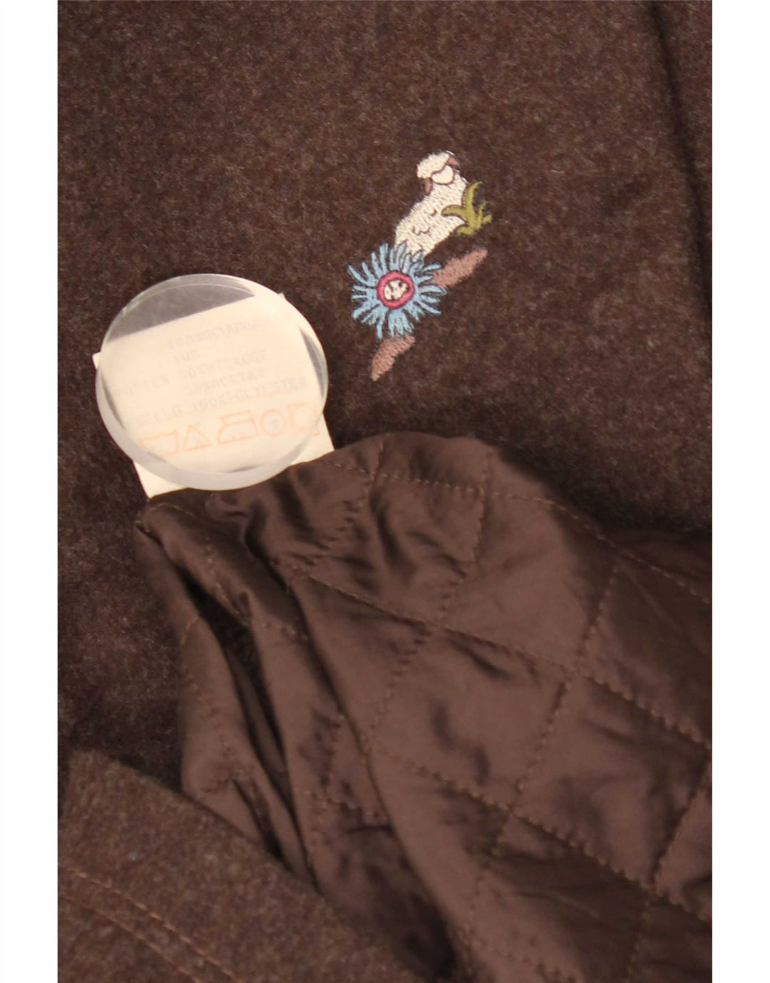 Jaqueta Parka Feminina Vintage Oversized com Capuz Gráfico Reino Unido 10 Pequena Lã Marrom