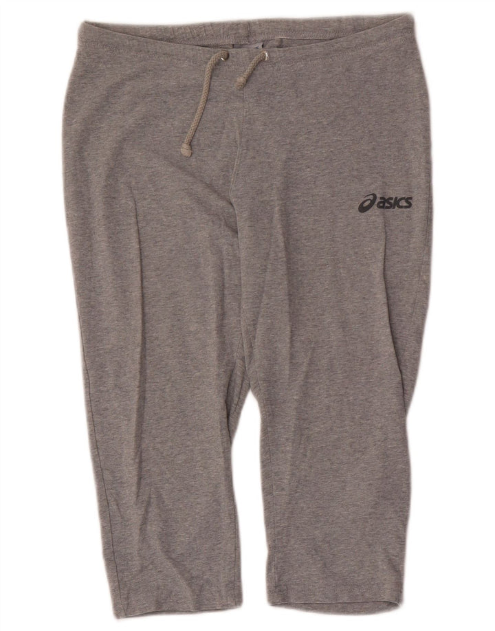 Calça de treino feminina ASICS Capri UK 12 algodão manchado cinza médio