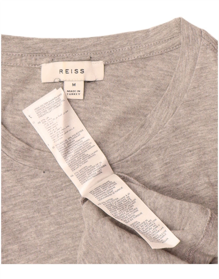 REISS Womens T-Shirt Top UK 14 Medium Grey Cotton
