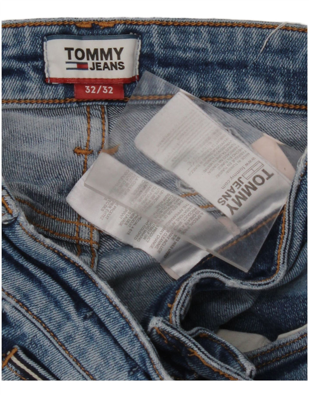 TOMMY HILFIGER Jeans reto masculino W32 L32 algodão azul