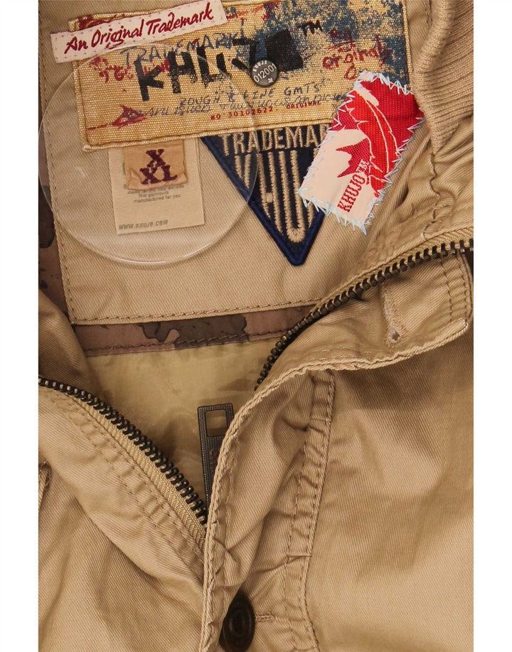 Jaqueta parka feminina com capuz KHUJO UK 20 2XL poliéster bege