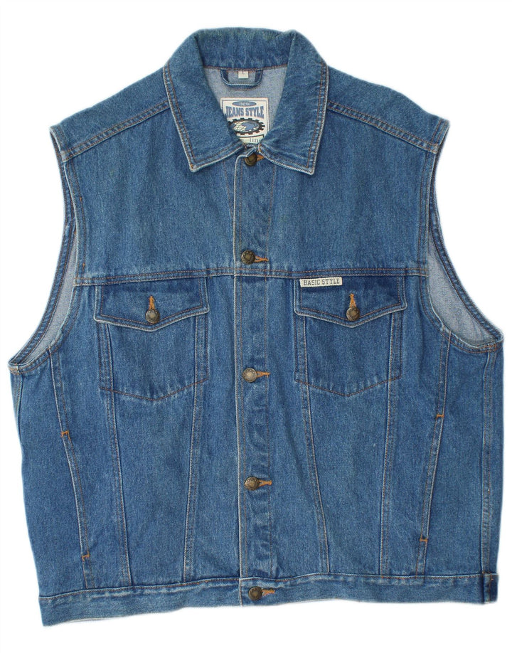 MARCEL CLAIR Mens Denim Gilet UK 40 Large Blue Cotton