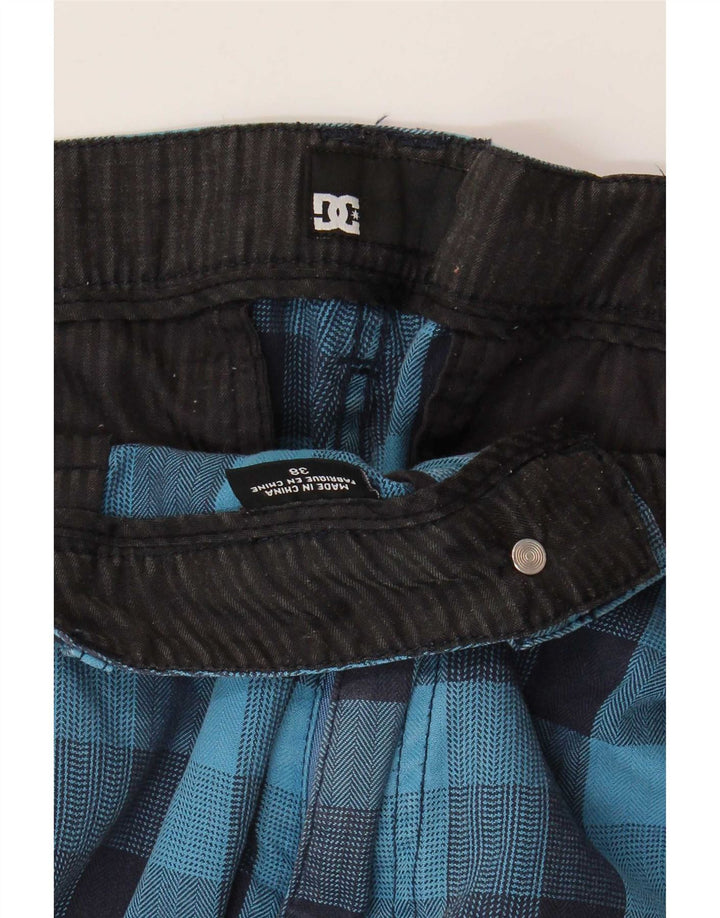 Shorts cargo masculino DC W38 XL algodão xadrez azul
