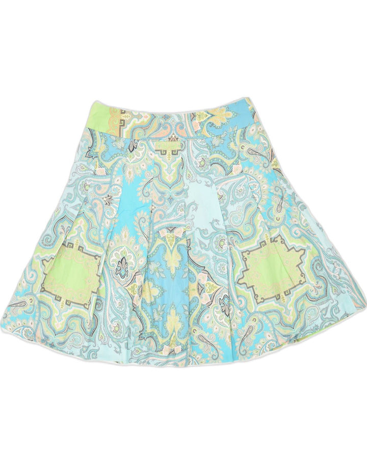 J. CREW Womens Crazy Pattern Pleated Skirt US 2 XS W27  Blue Cotton | Vintage J. Crew | Thrift | Second-Hand J. Crew | Used Clothing | Messina Hembry 