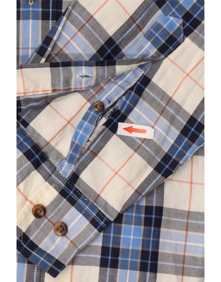 Camisa masculina Izod de algodão xadrez azul médio