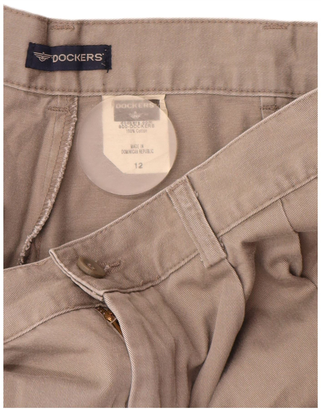 Shorts chino feminino DOCKERS com cintura alta e cintura alta US 12 grande W28 algodão cinza