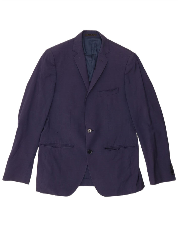 Jaqueta blazer masculina VINTAGE com 2 botões IT 48 Viscose azul marinho médio