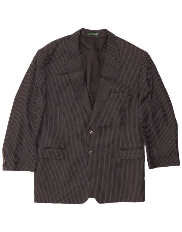 Jaqueta Blazer Masculina Ralph Lauren com 2 Botões Reino Unido 42 XL Lã Risca de Giz Preta