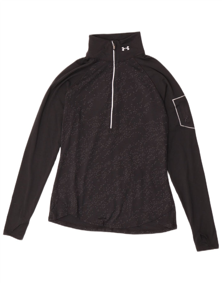 Under Armour Womens Pullover Treino Top UK 12 Médio Preto Manchado