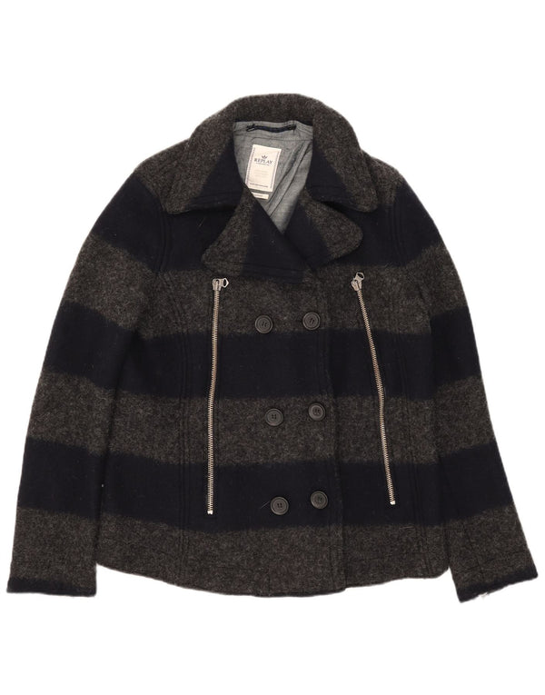 Casaco feminino Replay Pea UK 18 XL lã listrada cinza