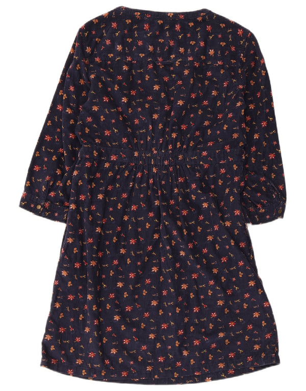 Vestido feminino Fat Face manga 3/4 com bainha UK 12 médio azul marinho floral