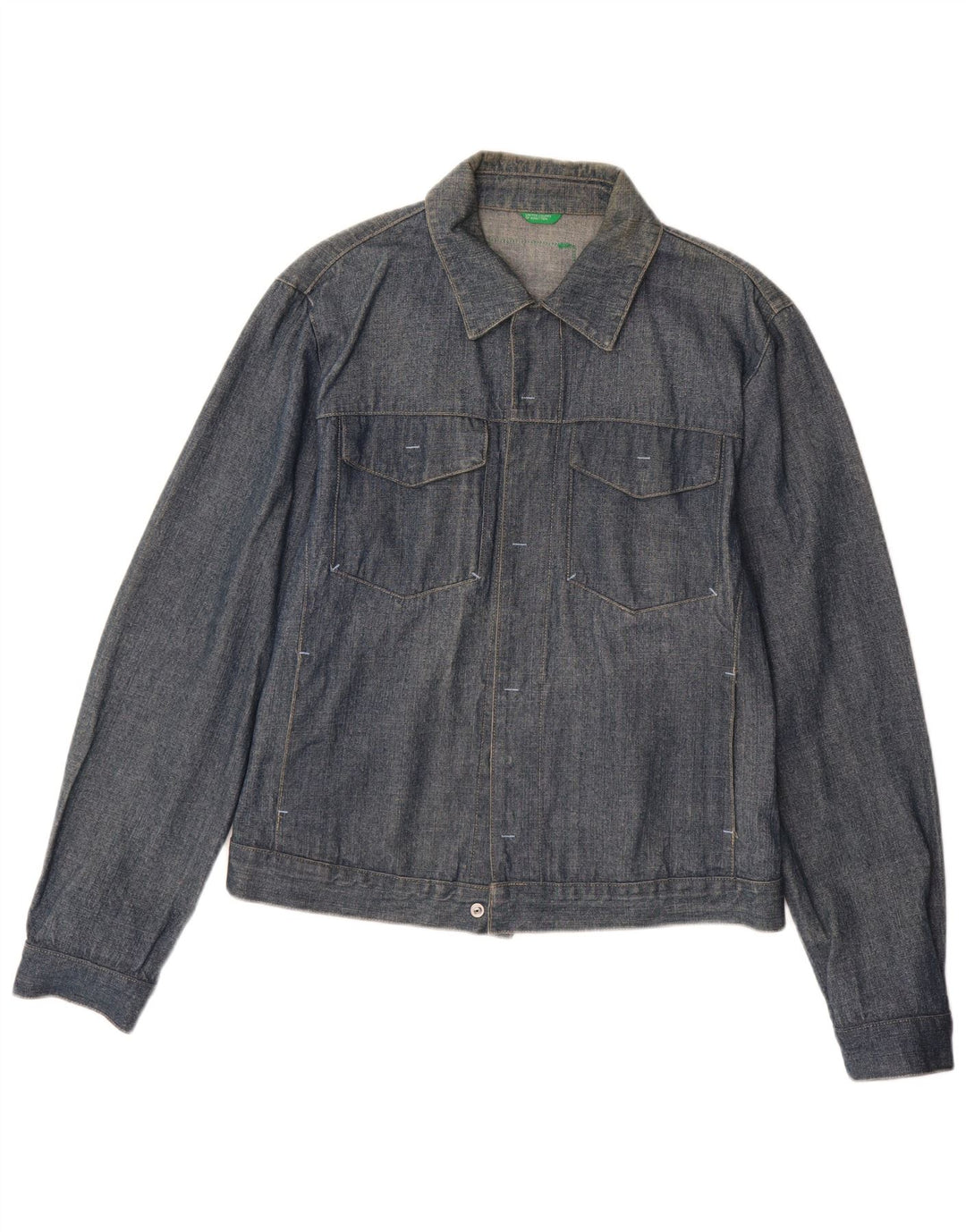 Jaqueta jeans masculina Benetton Reino Unido 40 grande algodão azul marinho