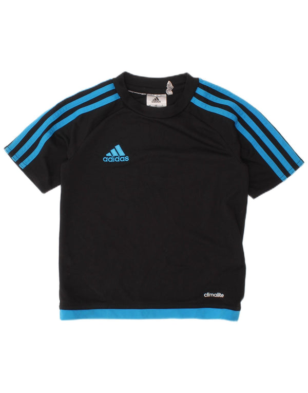 ADIDAS Boys Climalite T-Shirt Top 4-5 Years Black Colourblock Polyester