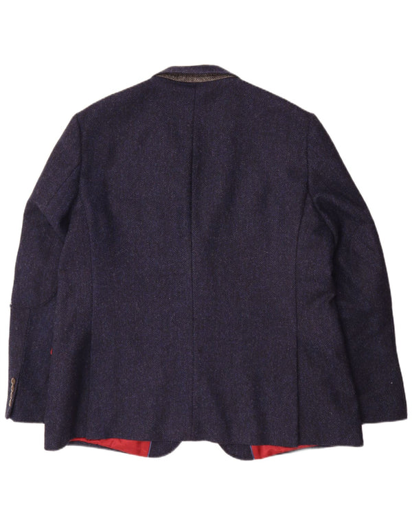 Jaqueta blazer masculina de 2 botões Marks & Spencer Reino Unido 48 2XL lã azul marinho