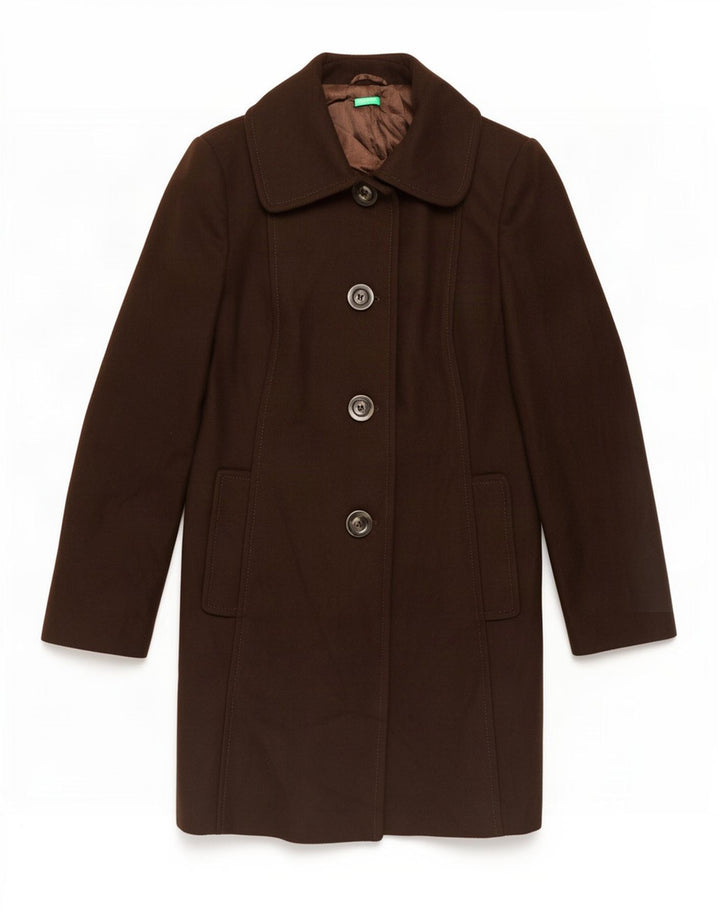 Sobretudo feminino Benetton IT 46 grande lã marrom
