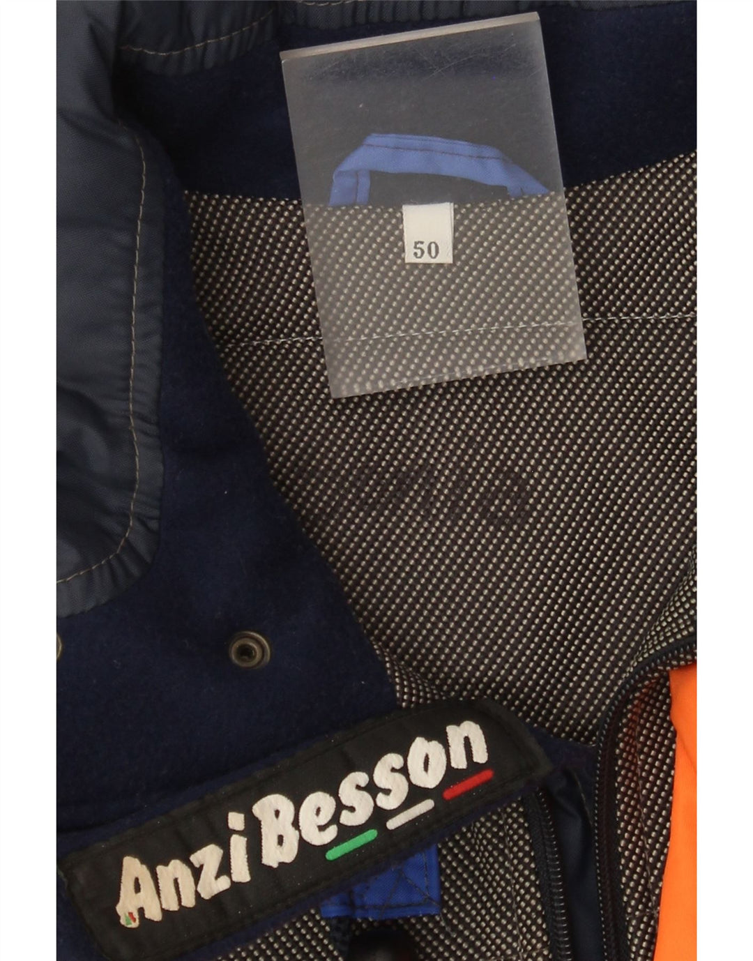 Jaqueta de esqui masculina com capuz gráfico Anzi Besson IT 50 grande bloco colorido azul