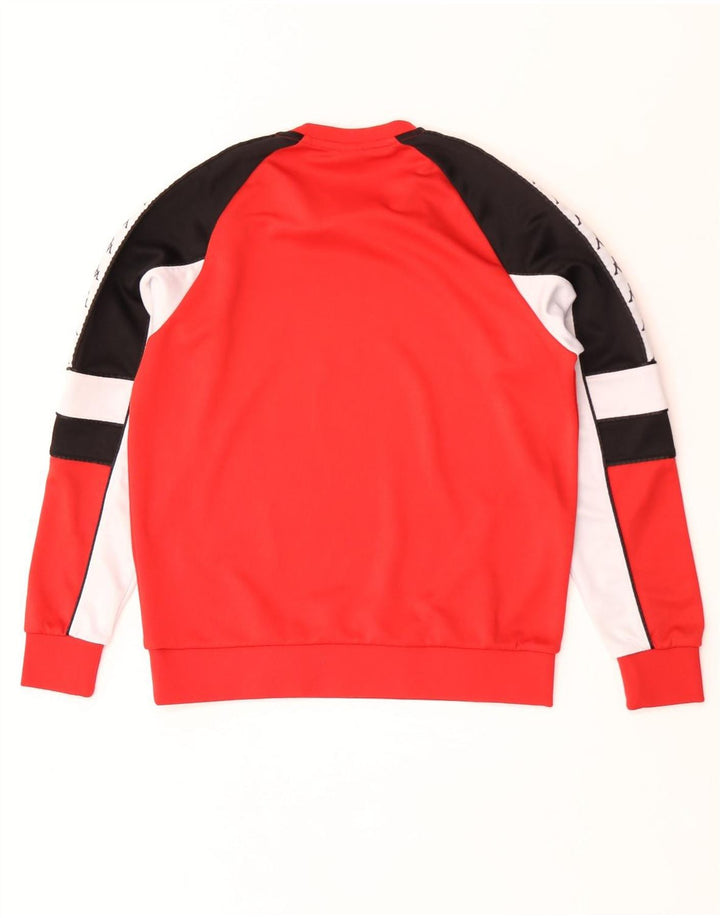 Kappa moletom gráfico masculino jumper médio vermelho colorblock poliéster