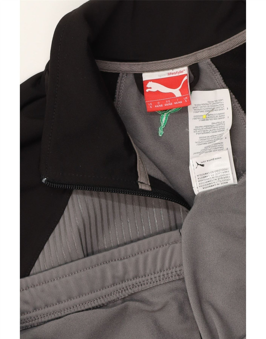 Puma masculino gráfico solto ajuste agasalho jaqueta pequena cinza colorblock