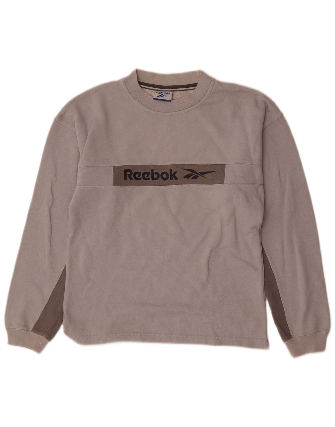 REEBOK Meninos moletom gráfico jumper 11-12 anos cinza colorblock