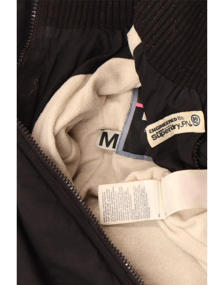 Jaqueta corta-vento feminina Superdry com capuz gráfico UK 14 médio preto