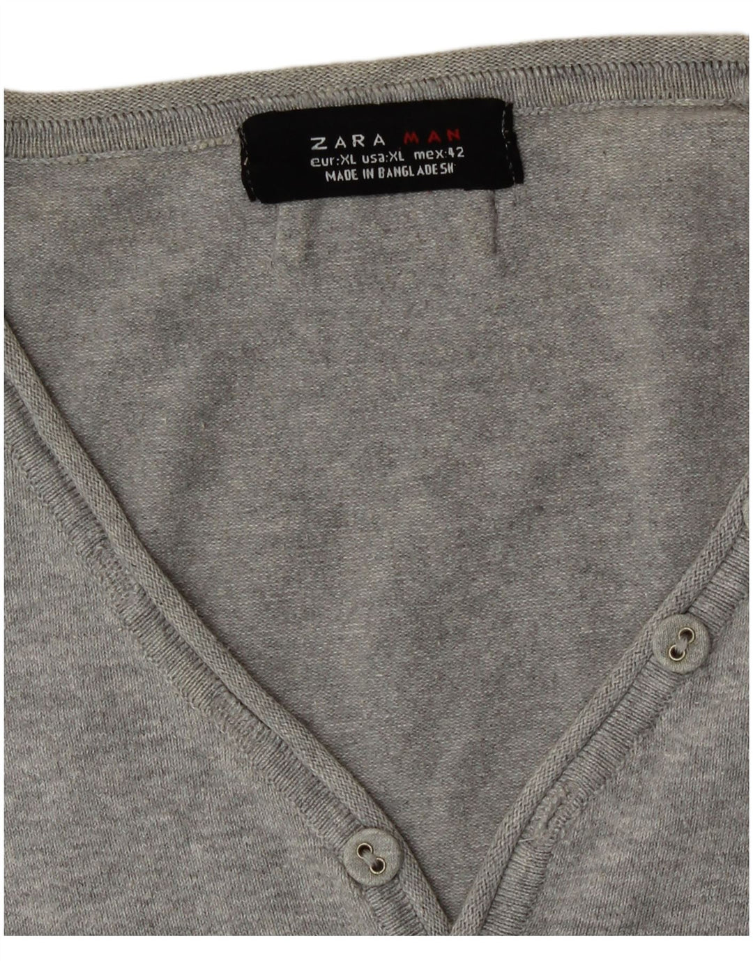 Zara Suéter masculino de manga curta com decote em V XL cinza
