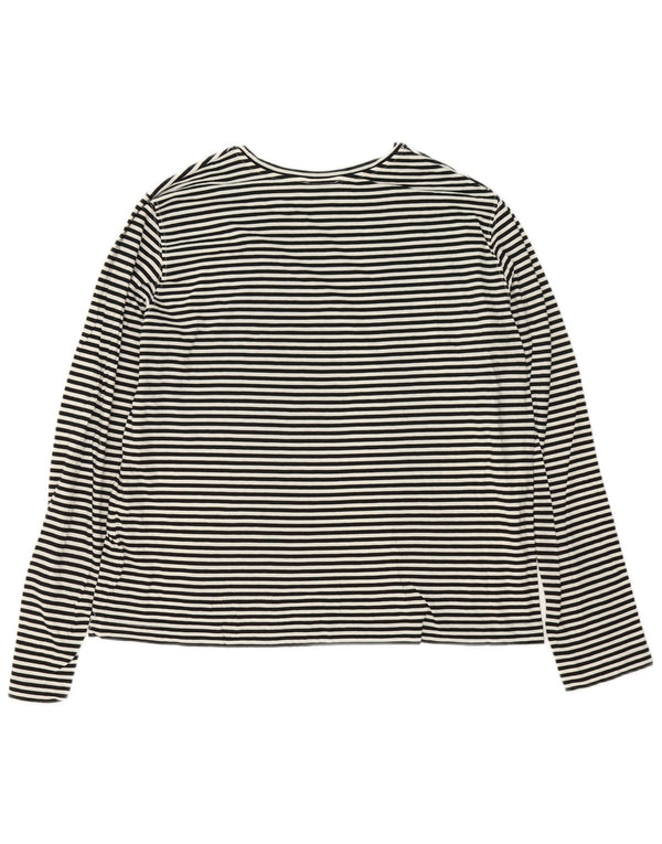 Top feminino Massimo Dutti de manga comprida UK 16 listrado branco grande