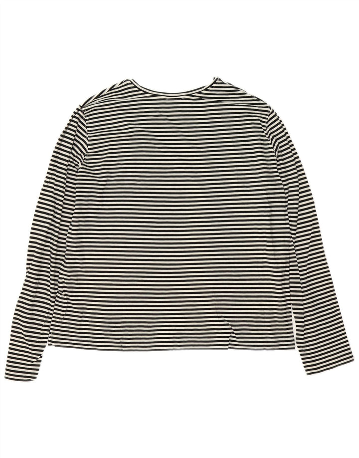 Top feminino Massimo Dutti de manga comprida UK 16 listrado branco grande