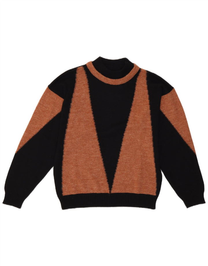 Suéter feminino vintage com gola tartaruga UE 40 médio preto retrô