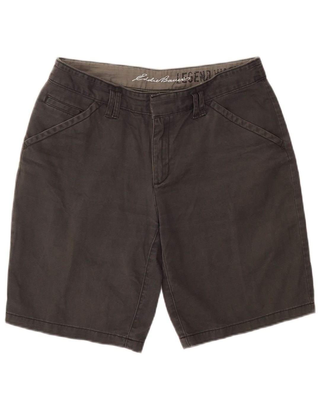Shorts Chino feminino Eddie Bauer US 8 médio W30 algodão cinza